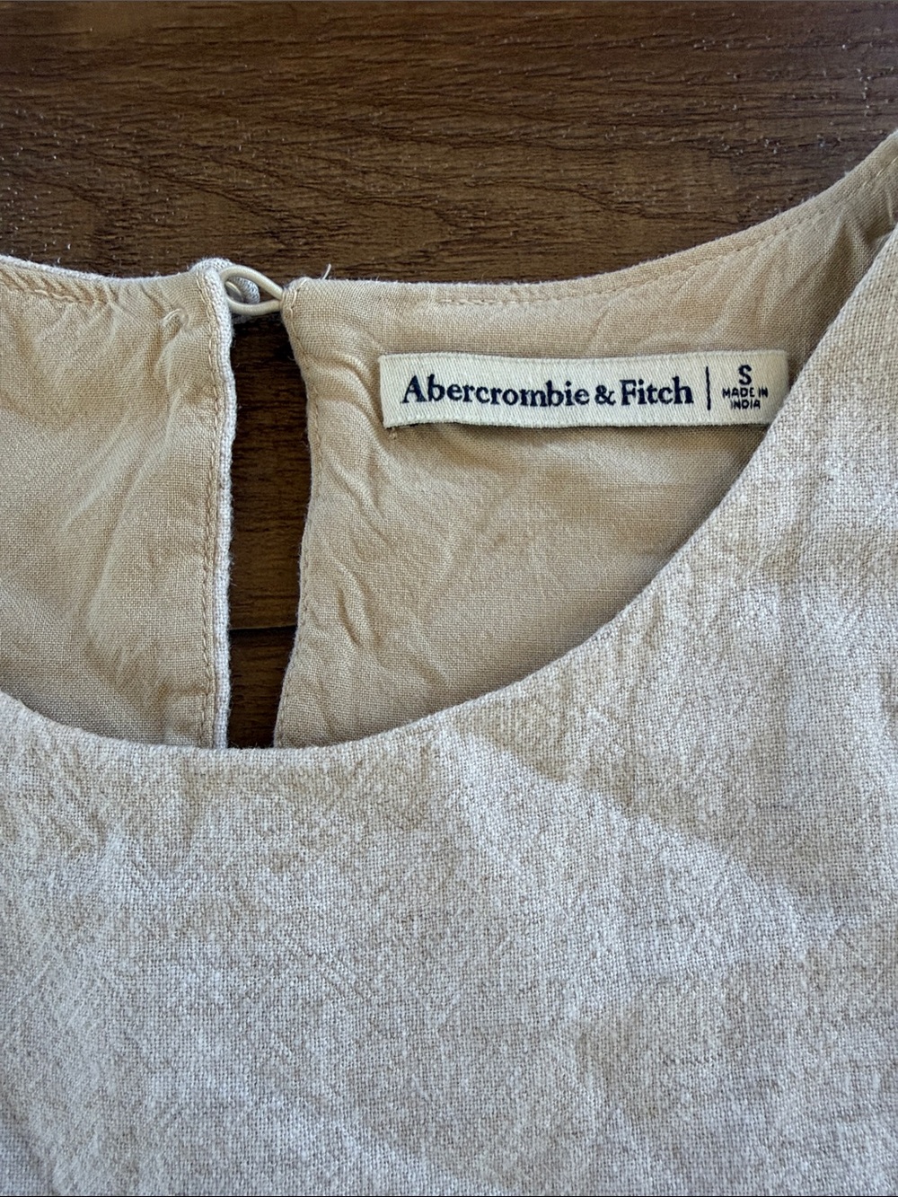 Abercrombie & Fitch Light Cream oatmealTextured Linen Sleeveless Tank S - Picture 2 of 5